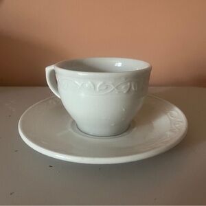 Elegant White Porcelain Teacup and Saucer Set